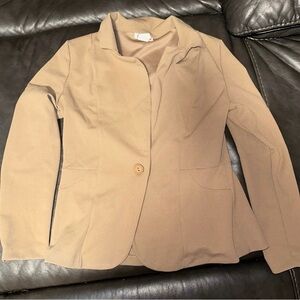 Tan Structured Blazer with Notched Lapels